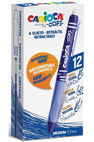 carioca Erasable Pen, 0.7Mm, Retractable, Oops - Blue, 0.7 mm