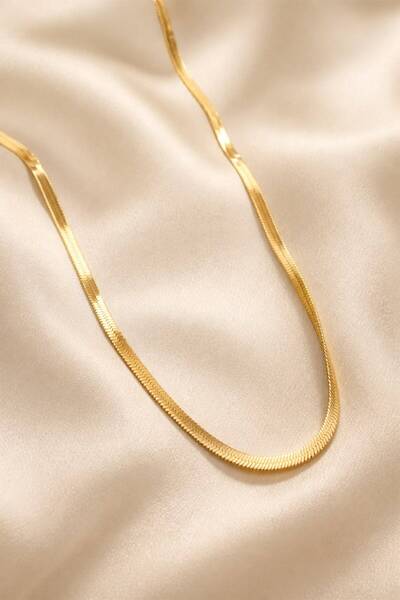 LYKOS Gold Color Shiny Surface Italian Chain Necklace - 60 cm Elegant Design ...