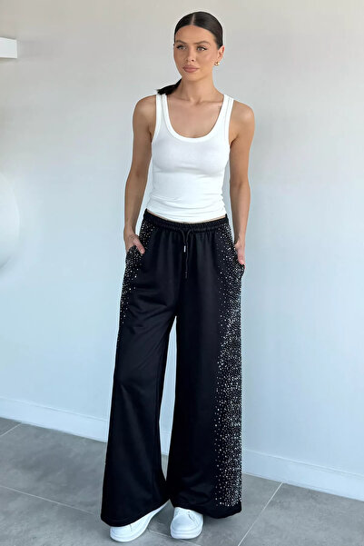 Aryena Black Women's Side-Stone Pants