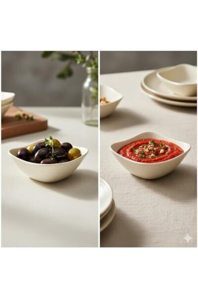 Yıldızan Avelune Store Stylishly Designed 3-Piece Cream Presentation Bowl – 1...