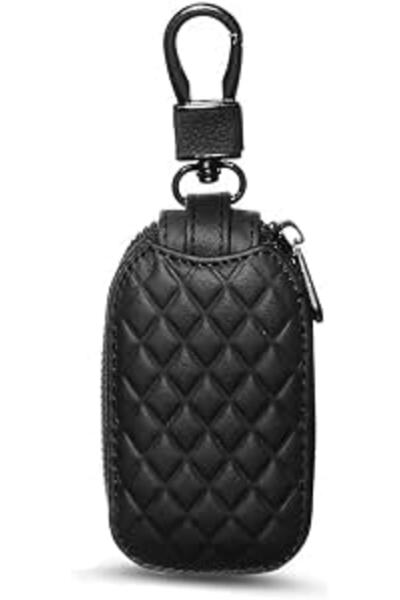 JOYZZZ Car Key Case, Zippered Leather Fob Cover with Secure Enclosure, Protec...