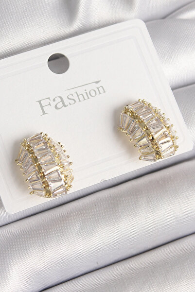 SORA GROUP Brass Gold Color Zircon Stone Turtle Shell Model Women's Earrings