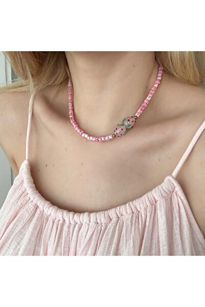 Alice İsstanbul Murano Strawberry Necklace with Crystal Stones