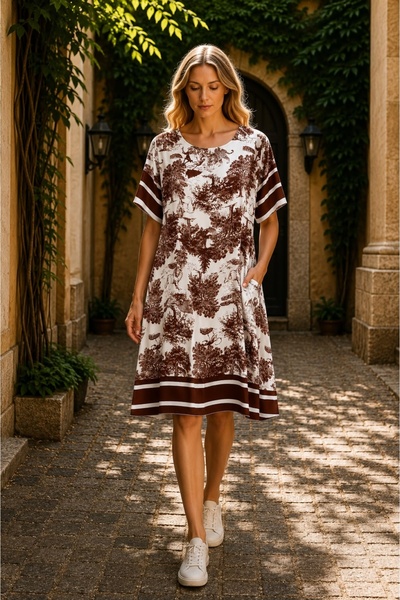 Fashimo Rochie midi cu maneca tip fluture si buzunare ES11881