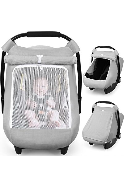 Yelajoy Baby Car Seat Cover, Cotton Carrier Shield, Breathable Newborn Canopy...