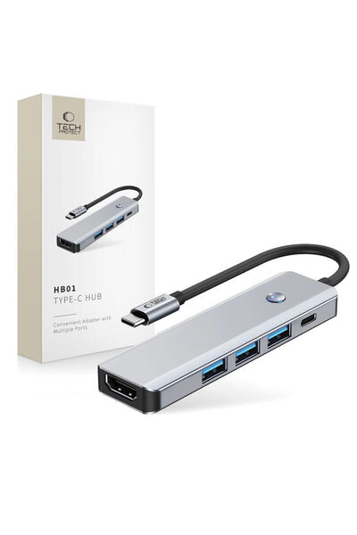 Tech-Protect 5IN1 USB-C Docking Station με HDMI 4K PD Γκρι