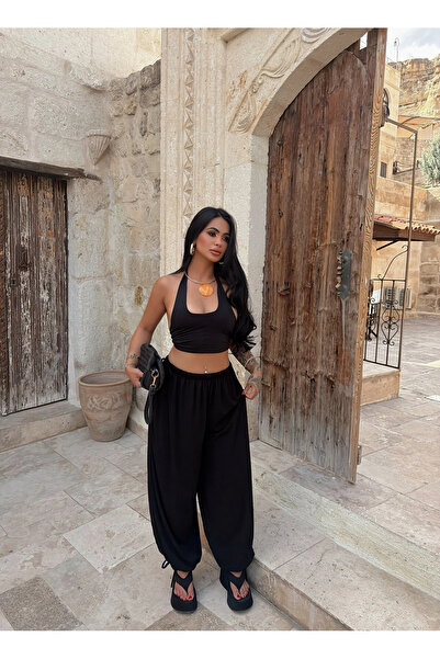 kırmızı butiks Μαύρο ψηλόμεσο παντελόνι Buzzy Shalwar
