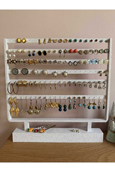 lucien vela Multi-Purpose Desktop Earring and Jewelry Organizer Stand - White...