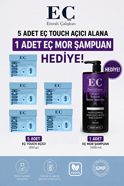emrah çalışkan Eç Touch Vegan Shampoo 5 Pieces / Eç Silver Shampoo 1000 ml Gift
