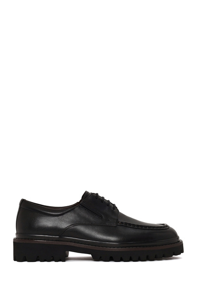 Derimod Men's Black Lace-Up Thick-Soled Leather Casual Shoes Wm750031Dv
