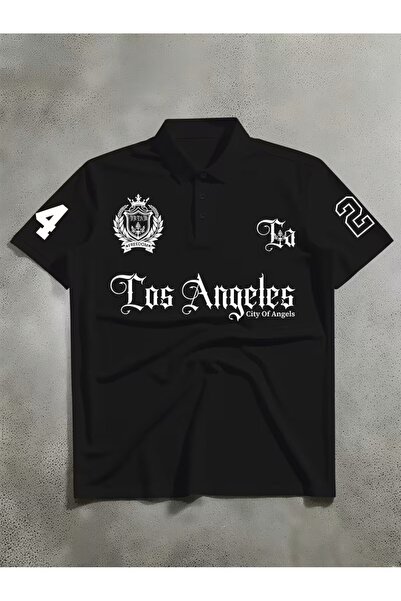 l'eivor Polo Collar Regular Fit Los Angeles Printed Men's T-Shirt