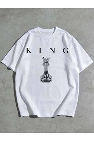 23ERVA 1pc Womens Chess King Silver Print TshirtCotton 180gsm.Printed Tee.Uni...