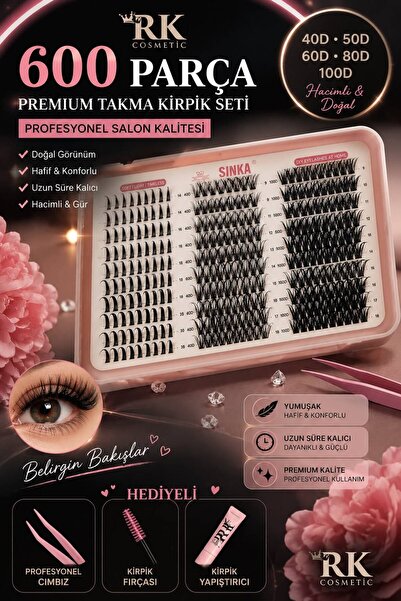 RK Cosmetic 600 PARÇA PREMİUM HACİMLİ TAKMA KİRPİK SETİ 40D-50D-60D-80D-100D ...