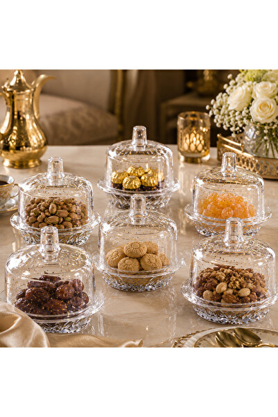 Dania Acrylic Clear Candy Container with Gold Trim Lid - 6 Piece Set - Luxury...