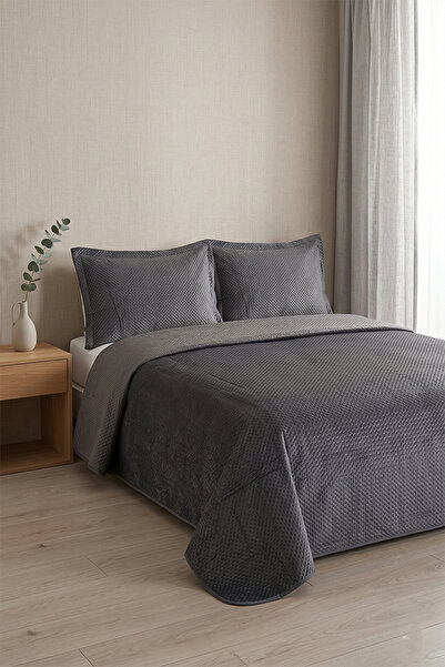 aytunç Anthracite Single Bedspread with Pillowcase 180X240Cm