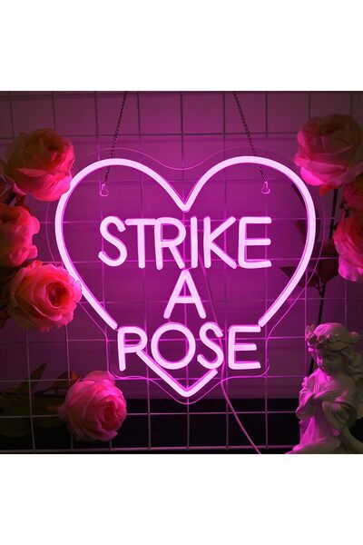 OtherMax Neon LED decorativ Strike a Rose, cu reglaj al luminozității, decor ...