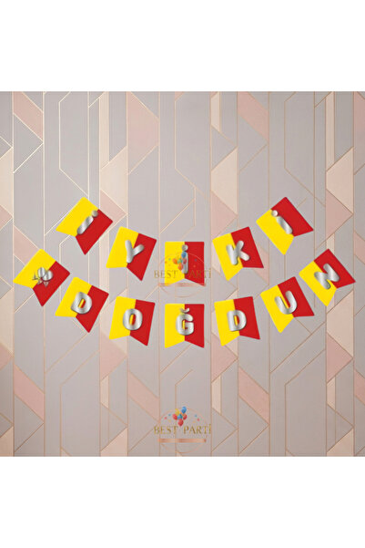 BEST PARTİ Best Yellow Red Happy Birthday Written Fan Banner