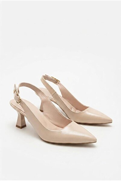 fort 66035 Soft Comfortable Open Back 6 cm Heel Height Pointed Toe Women's Shoes