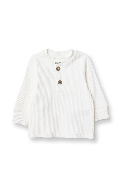 ebebek Hello Baby HelloBaby Erkek Bebek Sweatshirt Düğmeli Bisiklet Yaka Uzun...