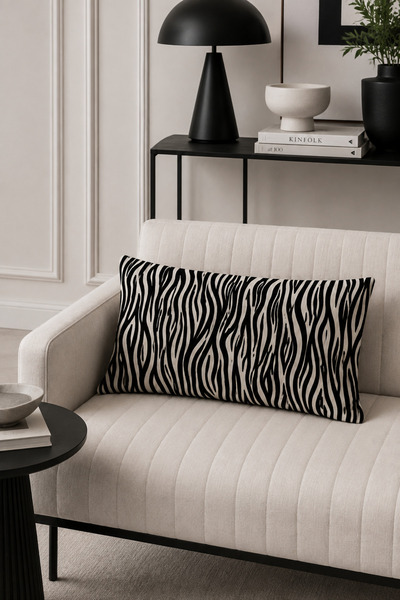 HOMESSA Black and White Zebra 2-Piece Throw Pillow Cover 35X55 cm
