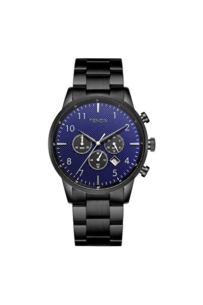 TRNDA Men's Black Stainless Steel Watch, Dark Blue Dial | Trnda43b