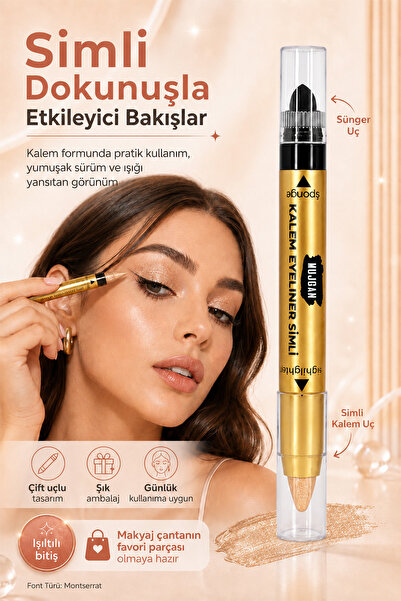 MUJGAN Çift Taraflı Simli ve Işıltılı Göz Kalemi