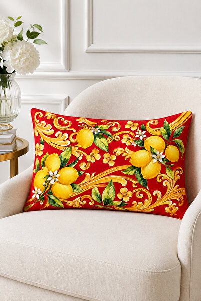 HOMESSA Baroque Lemon Red 2-Piece Throw Pillow Cover 35X55 cm
