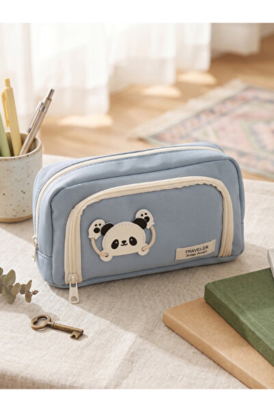 Dörtel Tedarik Panda Kawaii Multi-Compartment Large Capacity Pencil Holder Pe...