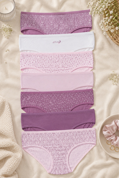 koza iç giyim Women's 7-Piece Curve Cotton Stretch Fabric Bato Panties