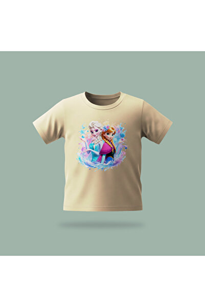 Erays Home Children's Elsa Frozen Ice Flowers Patterned Printed T-Shirt 100% ...