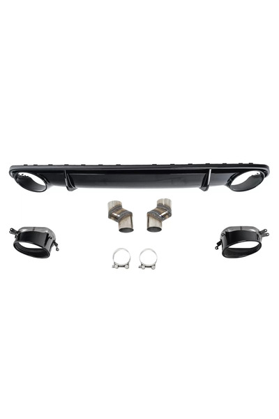 tuningset Difuzor bară spate cu ornamente de eșapament, compatibil cu Audi A4...