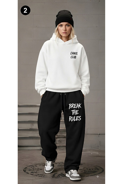 EFFRENATU Oversized Hooded Sweatshirt Set - Face and All-Over Surface Print, ...
