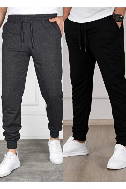 TORUK MAKTO Set of 2 Unisex Ribbed Leg Sweatpants Jogger Comfortable Fit Dail...