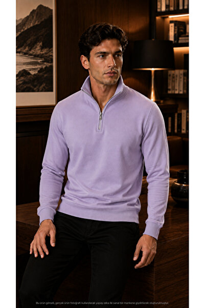 caddekombin Men's Smart Casual Half-Zip Stand Collar Cotton Casual Stylish Sw...
