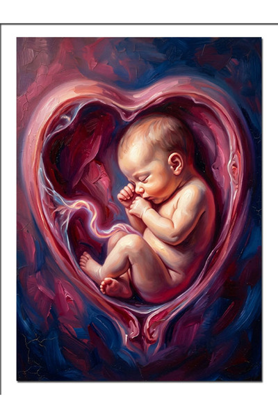 Artmeg Pânză decorativă cu miracolul bebelușului care doarme într-o inimă - p...