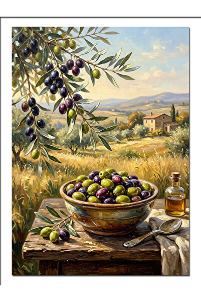 Artmeg Διακοσμητικός καμβάς με θέμα την εσοδεία ελαιολαδών και το μεσογειακό ...