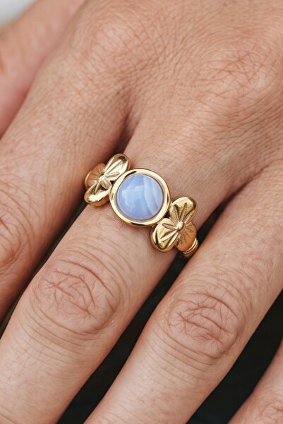 NBS Beautiful Naturel Stones خاتم فولاذي عالي الجودة قابل للتعديل مع حجر الكا...