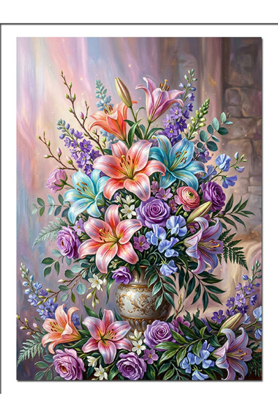 Artmeg Crini colorați în vază, buchet de primăvară, pânză decorativă - Tablou...