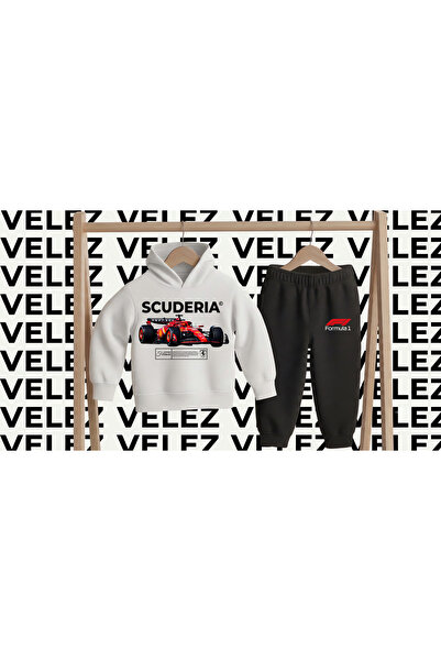 STİL-X Formula 1 Printed 3 Threaded Hooded Children's Tracksuit Set