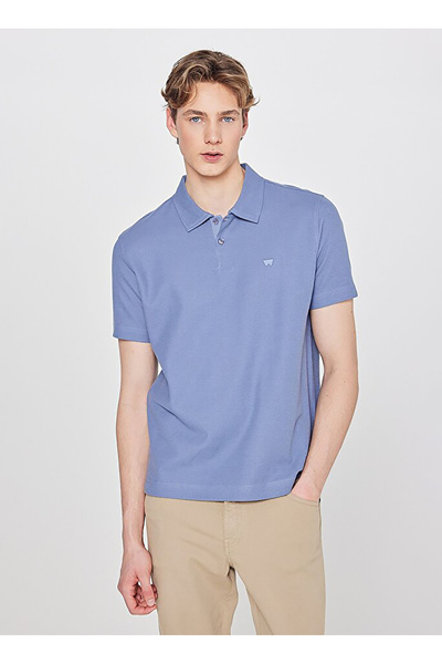 WRANGLER Mavi Erkek Regular Fit Logo Baskılı Polo T-Shirt W2610158TF Erkek Po...