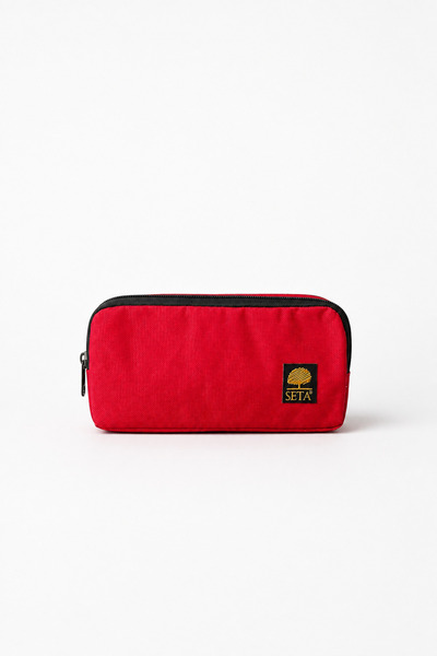 Mevo Red Color Double Compartment Zippered Pen Holder