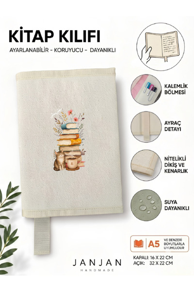 JANJAN Natural Fabric Book Cover,Washable Book Cover,Book Protector,32X22 cm ...