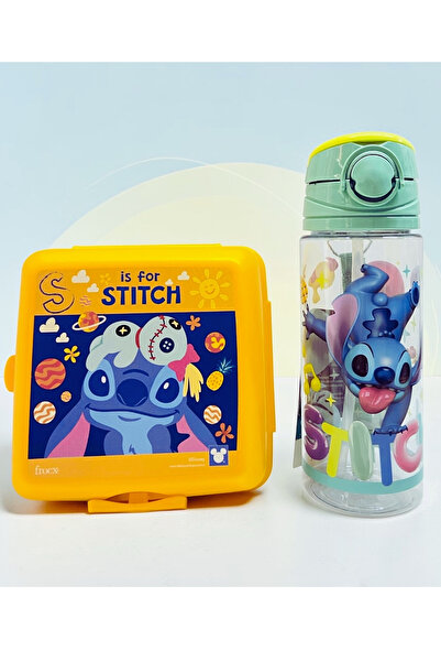 Stitch Lisanslı Disney Beslenme Seti – Beslenme Kabı & 500 ml Tritan Pipetli ...