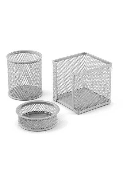 Mas Set de birou Suport pentru agrafe-hârtie-suport pentru pixuri 3 PIESE Met...