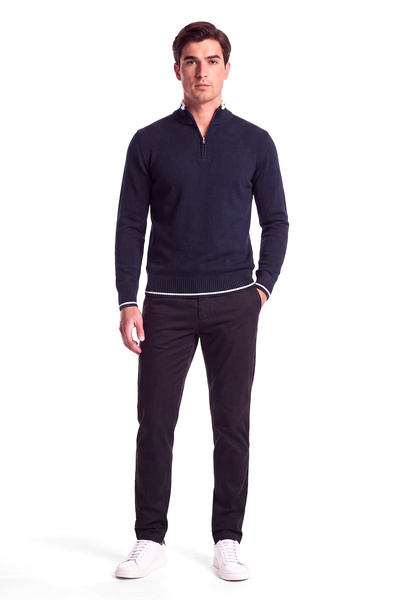 PAUL&SHARK Men's Regular Fit Contrast Color Half Zipper Collar Long Sleeve Na...
