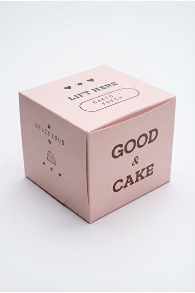 CREAPACK Tek Kişilik Pasta Kutusu, 25 Adet Pembe Good & Cake Baskılı, Karton ...
