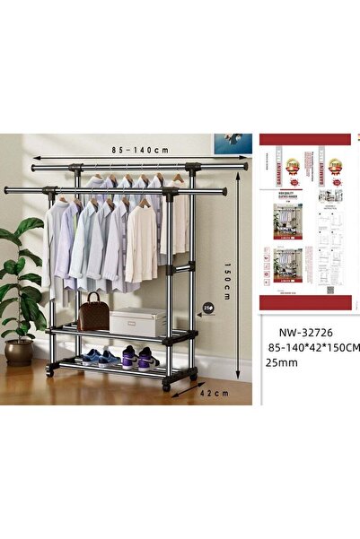 DubaiGallery Adjustable Garment Rack 85–140 cm, Heavy Duty Clothes Hanging St...