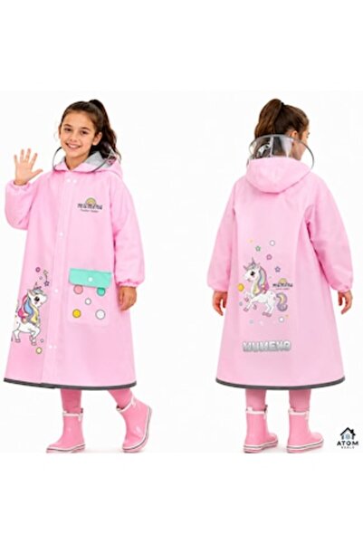 ATOM DEALS Poncho de ploaie cu unicorn pentru copii ® 8 ani, 120-130 cm, impe...
