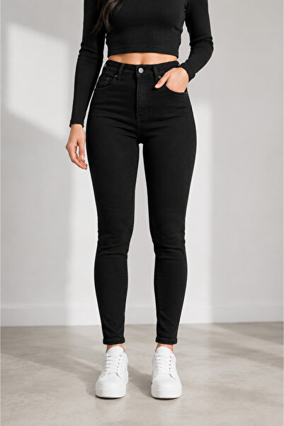 DELDNM Jose Women's Black Lycra High Waist Stretchy Lycra Skinny Jeans