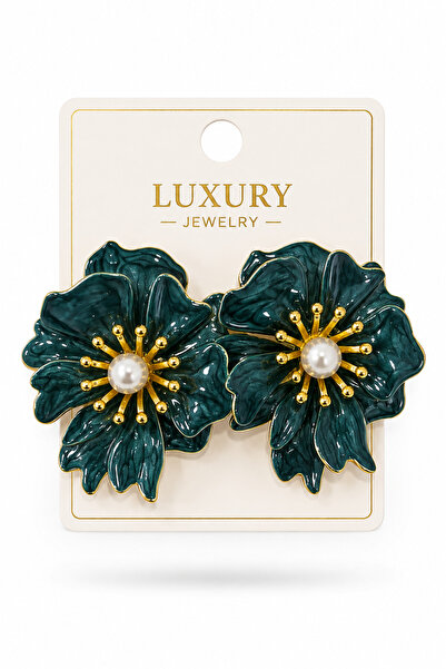 cityvision Dark Green Color Stone Vip Model Flower Design Steel Earrings